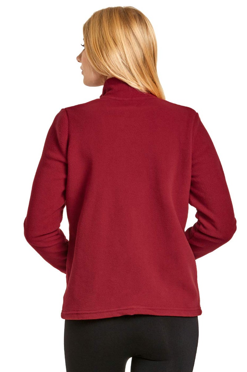 Sofra Women's Polar Fleece Full Zip Up Winter Jacket (XL, Burgundy) - Image 4